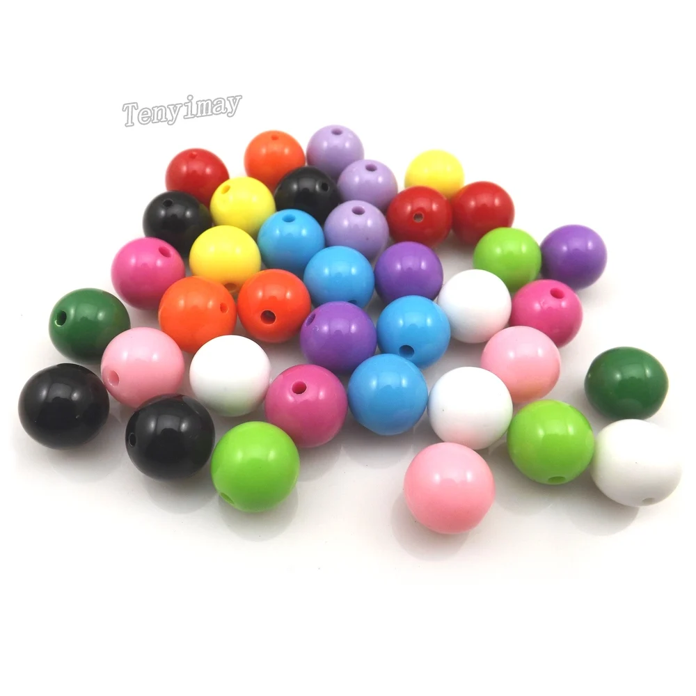 

300 шт./лот 14 мм твердые яркие акриловые бусины пластиковые свободные бусины 10 видов цветов на выбор