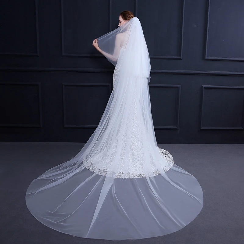 New Arrival White Ivory Bride Veils Long Bridal veil wedding veil Veu de noiva welon Velo voile mariage wedding accessories