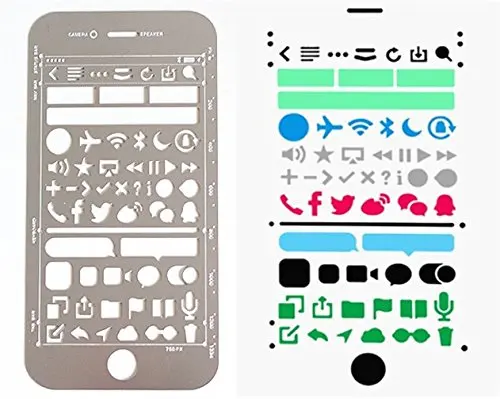 Pack of 2 Thép Không Gỉ Vẽ Tranh Stencils Quy Mô Template Set Đồ Họa Stencils cho Scrapbooking Thẻ và Dự Án Thủ Công