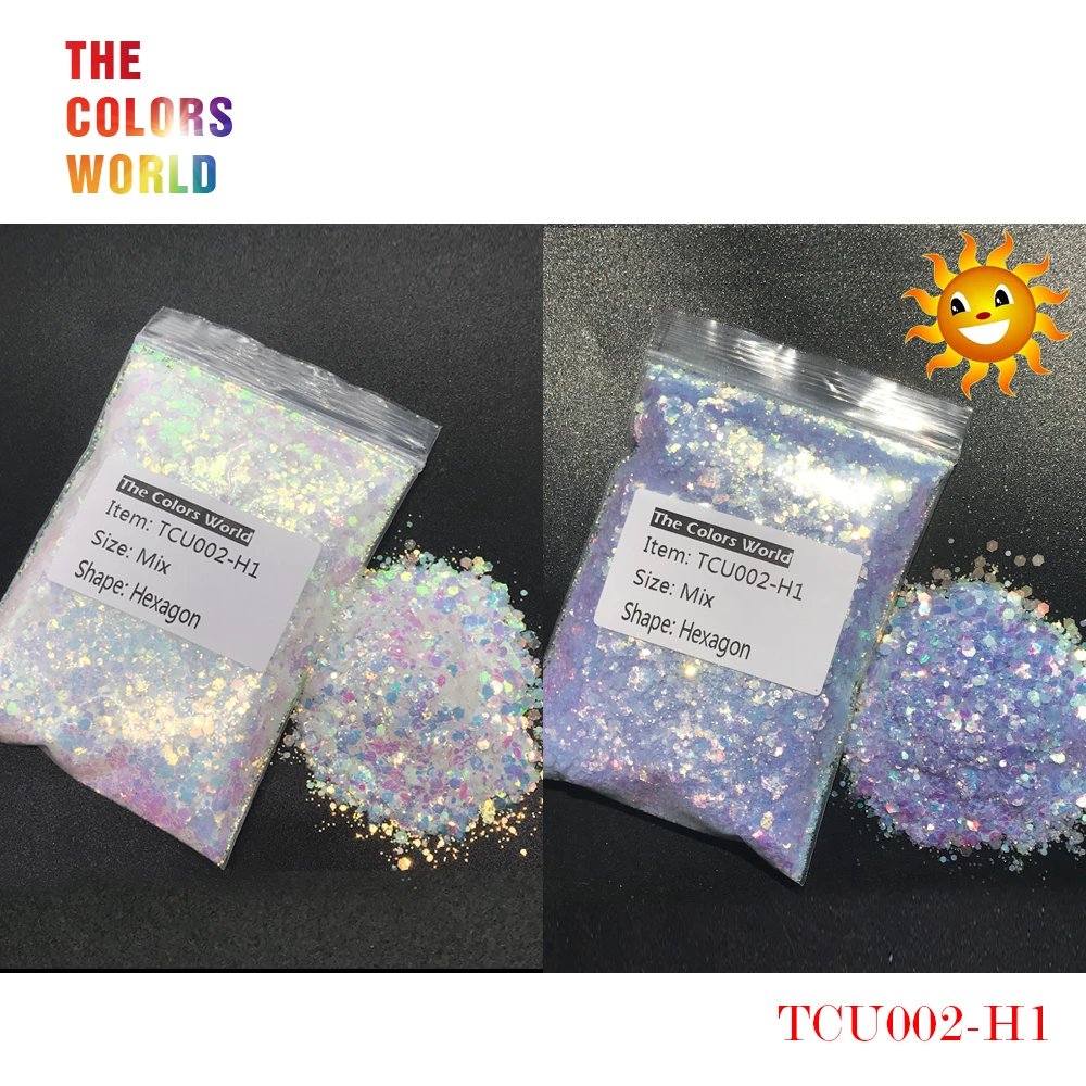 TCT-240  UV Glitter Ultraviolet Light Hexagon Shape Mix Size Nail Glitter Nail Decorations Nail Gel Makeup DIY Henna Accessorie