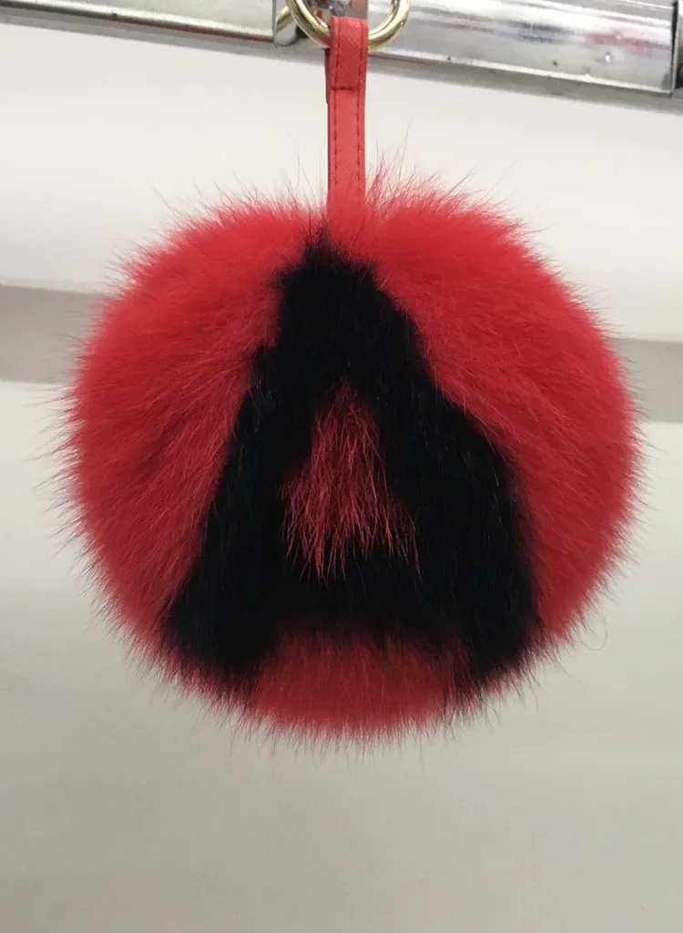 Luxury Fluffy PomPoms Crafts Fox Fur Keychain Fashion Alphabet Key Chain Backpack Bag Purse Charms Elegant Women Gift ON SALE