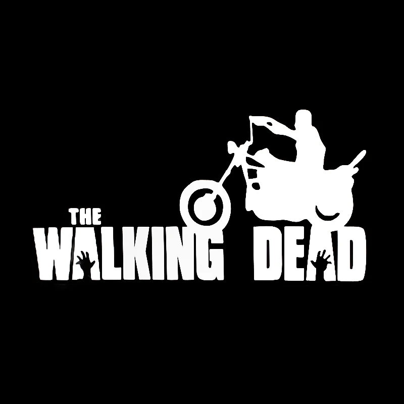 14cm*6.6cm Personality Film Walking Dead Riding Motorcycle Body Stickers Black/Silver RW-024