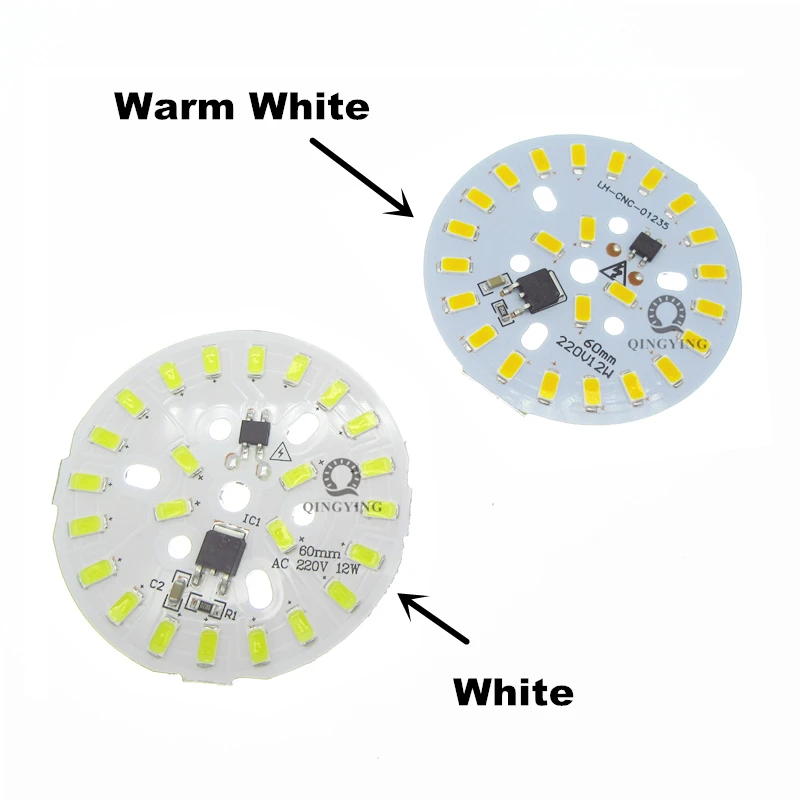 10 pieces/lot 12w 60mm led pcb integrated LED driver, 5730 SMD aluminum base plate, AC180-260v high brightness light panel