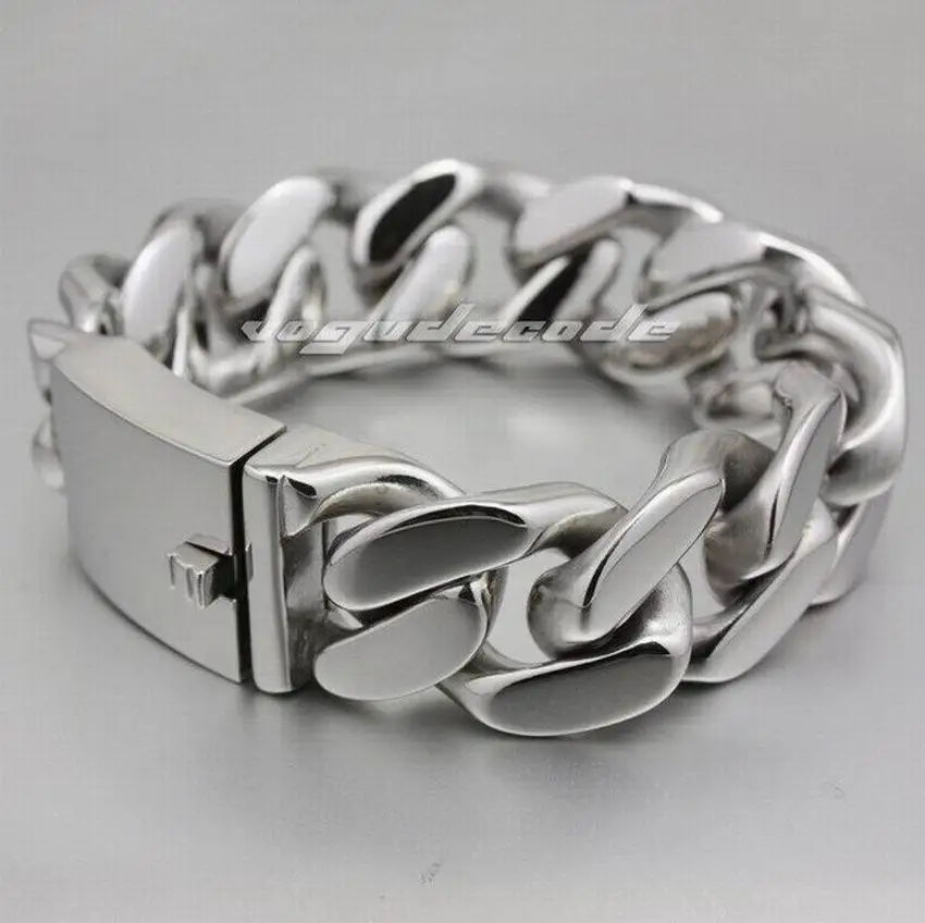 LINSION Huge Heavy 316L Stainless Steel Mens Bracelet Biker Rocker Punk Link Chain 5P004