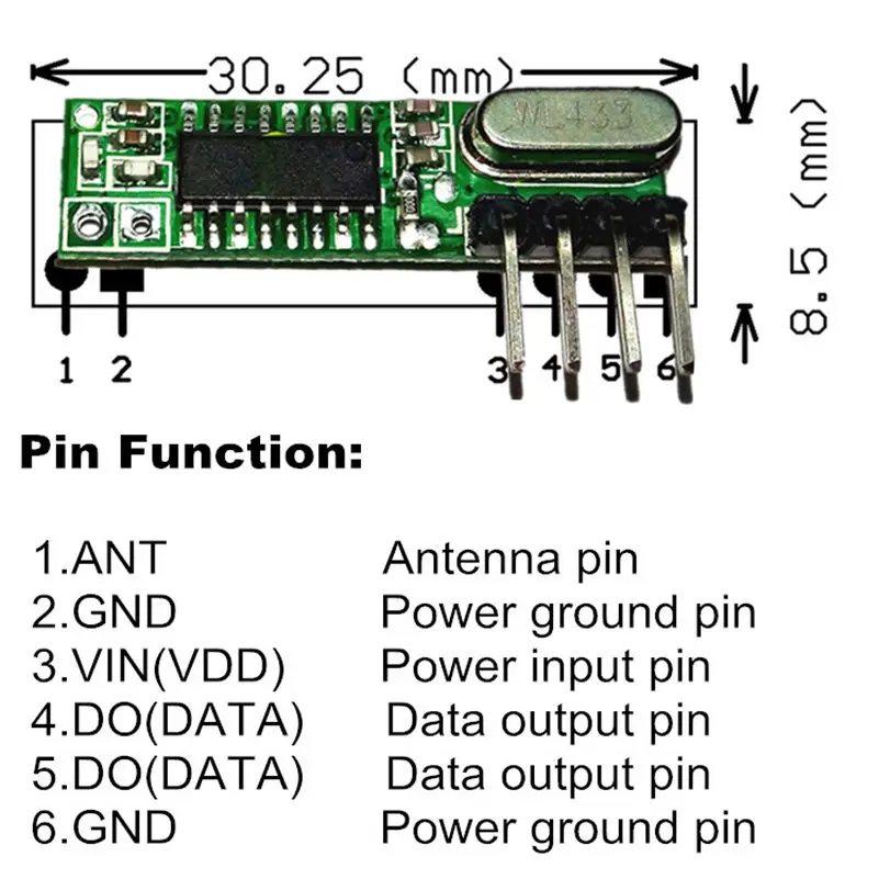 DIFODA-módulo receptor inalámbrico de 433 mhz, dispositivo de tamaño pequeño, baja potencia, 433 Mhz, control remoto DIFODA, 5 uds.
