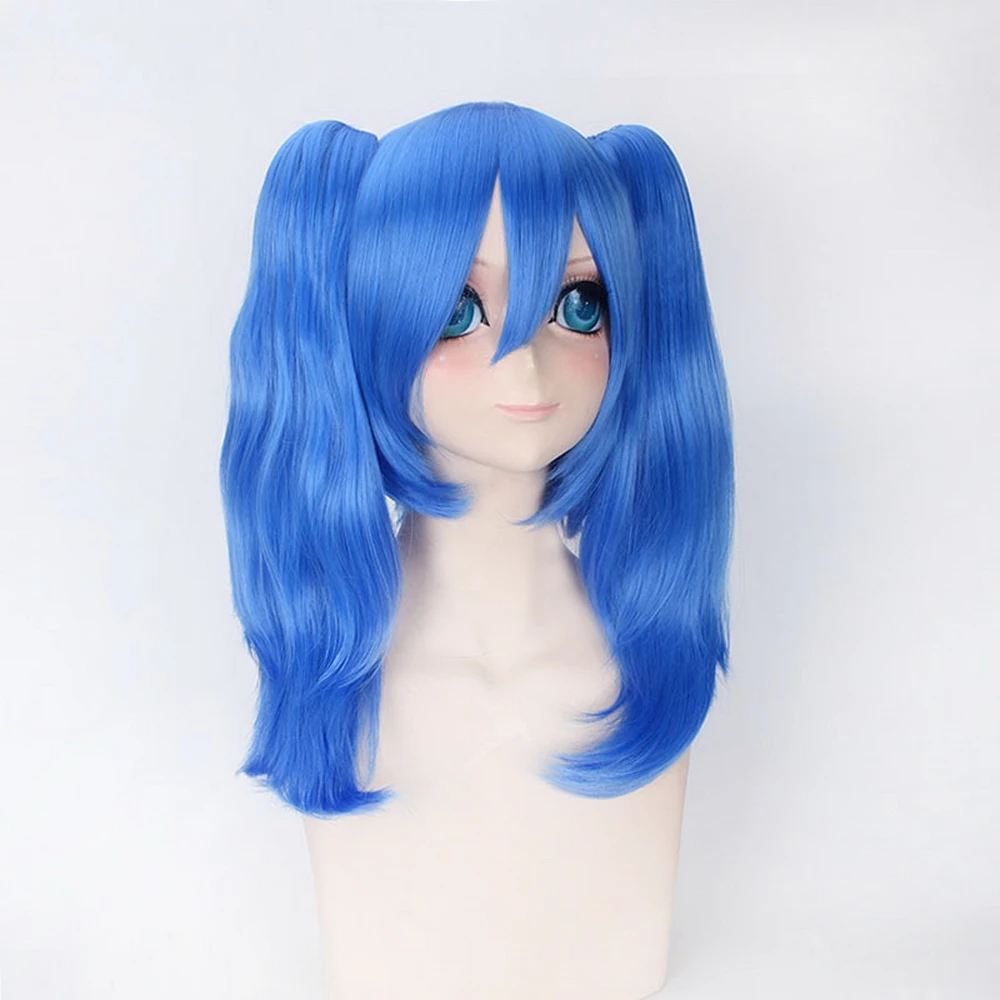 Kagerou Project MekakuCity Actors Enomoto Takane Blue Cosplay Wig Costume Synthetic Hair Wigs + Double Ponytails