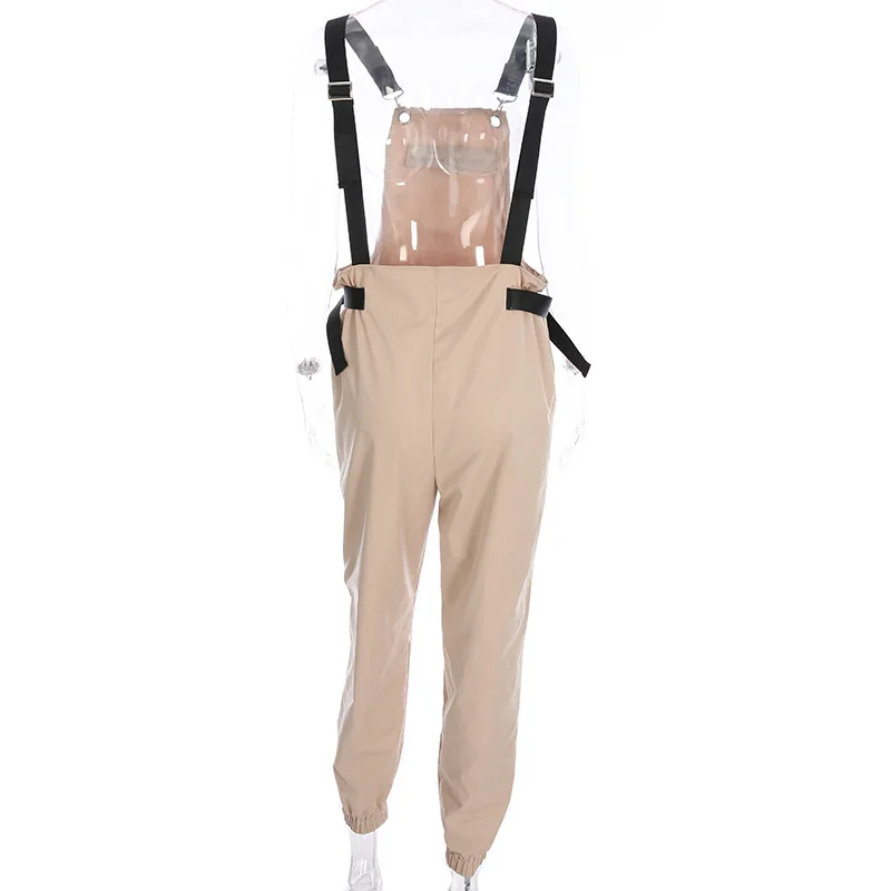 2019 เซ็กซี่ Playsuit โลหะ Belted Cargo กางเกงสายคล้องคอ Rompers ฤดูร้อน Backless ผู้หญิง Casual Jumpsuit หญิง Overalls PLUS ขนาด