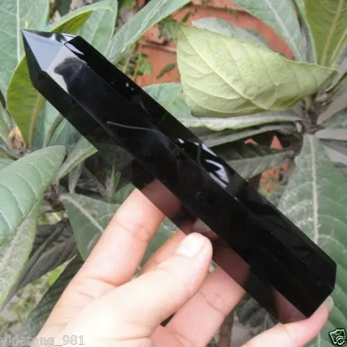 160-180MM Natural Black Obsidian Quartz Crystal Single Terminated Wand Healing