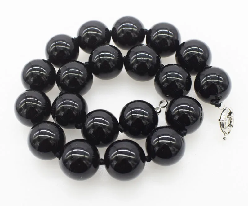 wholesale 10/12/14/16/18/20mm black agate round  necklace 45cm FPPJ nature beads for woman gift