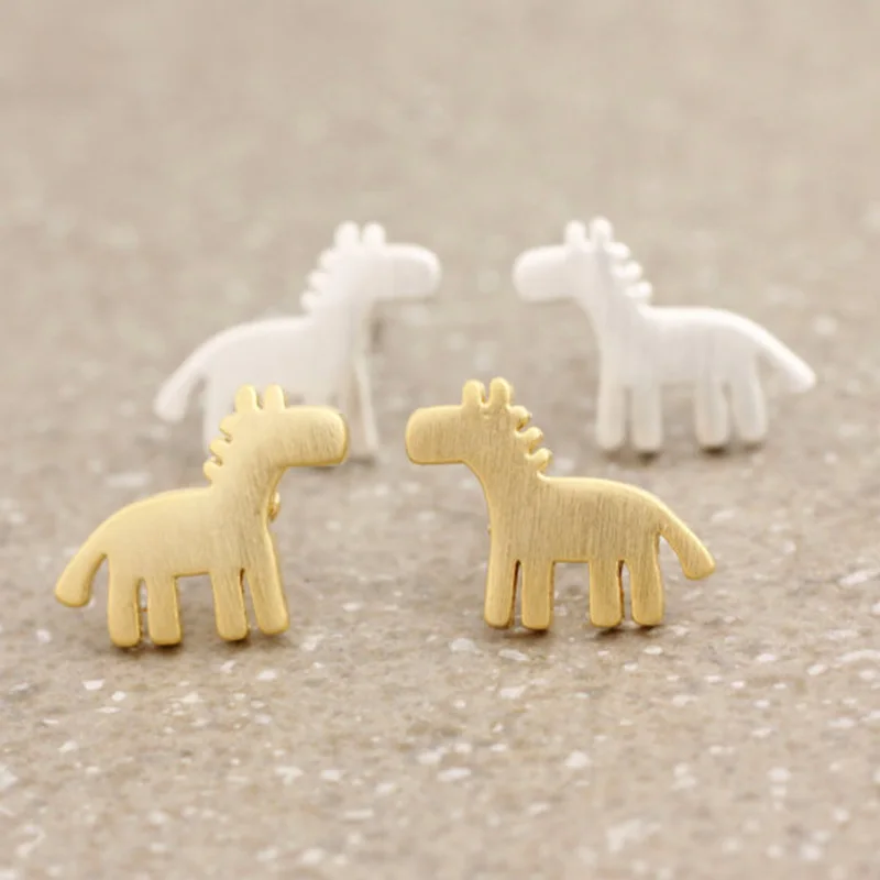 Wholesale 30 Pairs Cute Horse Studs Earings Silver Gold-color Earrings Jewelry For Women Free Shipping