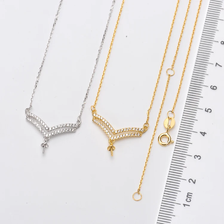 3Pcs/Lot Elegant Pendant Necklace Findings S925 Sterling Silver Chain Component Women DIY Pendant Necklace Accessory