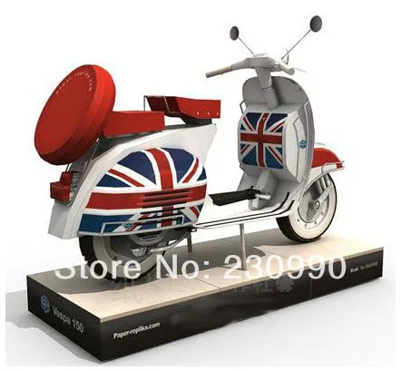 Top Quality High Simulation Classic Vespa 125 motorcycle 3D Paper Craft Model DIY Assembled Rome Holiday Paper Modeling Toy