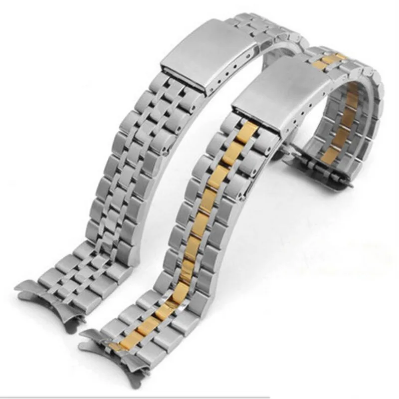 316L Stainless Steel Watch band Watch Strap Bracelet Replacement Men Watchband Curved End For Tudor Princes 19mm Silver Gold