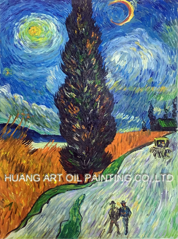 

Professional Artist Hand-Painted High Quality Road With Cypresses Oil Painting Reproduction Vangogh Oil Painting For Wall Decor