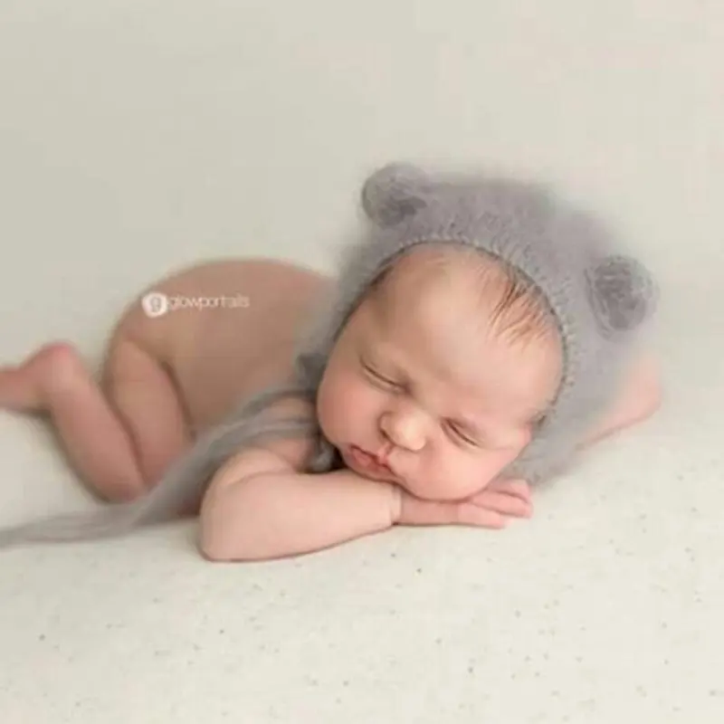 Fuzzy hat newborn photography props,handmade hairy bear bonnet for photography props