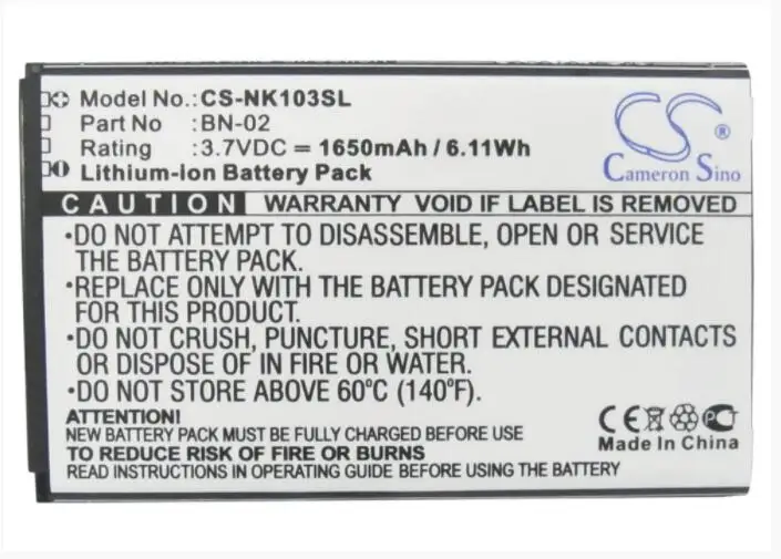 

cameron sino 1650mah battery for NOKIA Nokia XL RM-1030 RM-1042 XL Dual SIM BN-02 Mobile, SmartPhone Battery