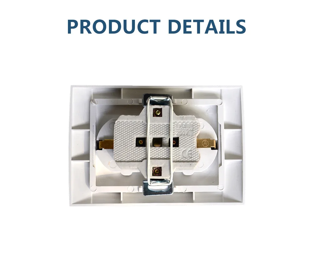 118mm Europäische Doppelsteckdose nach Deutscher Norm CE-Zertifiziert ABS-Material Steckdose EU-8012 – Detail 4