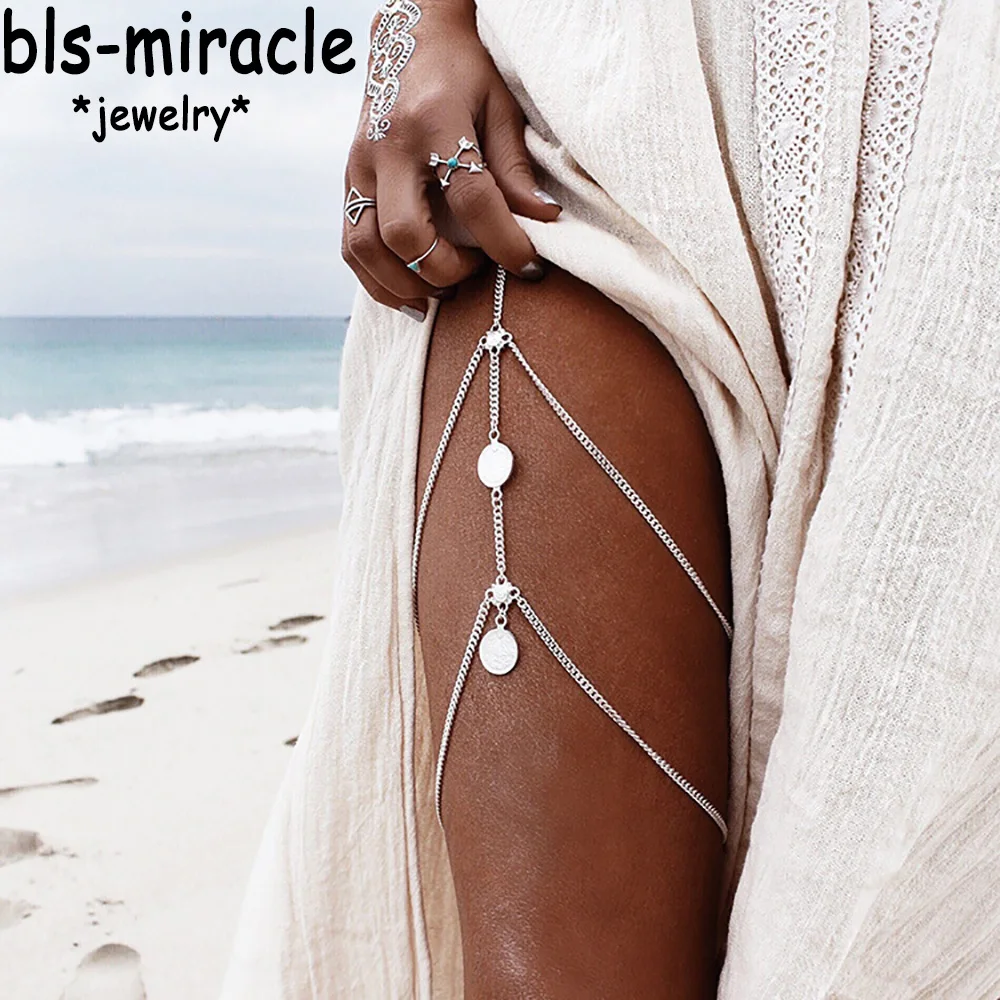 Bls-miracle Beach Bohemia New Style Fashion Jewelry Gold Color Leg Chain For Women Sexy Statement Body Chains Accessories BN-32