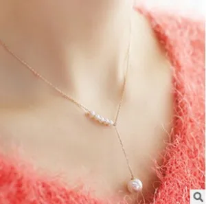 Japan And South Korea Temperament Sweet Accessories Pearl Necklace Female Jewelry Clavicle Fine Chain Sweater Chain