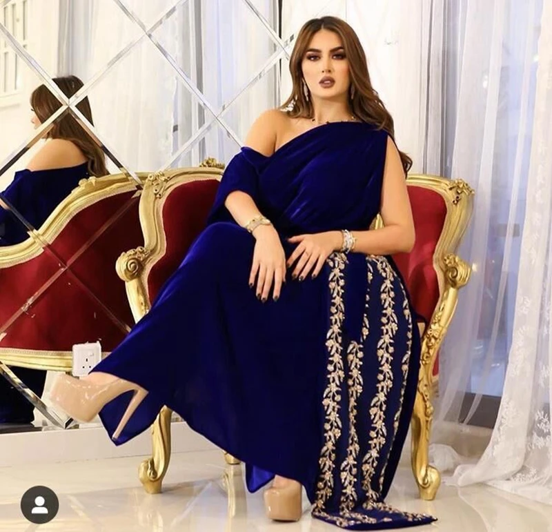 Nieuwe Collectie Royal Blue Dubai Kaftan Avondjurken Lange 2022 Kralen Kant Avondjurk Jurk Arabisch Party Dress Formele Jurken