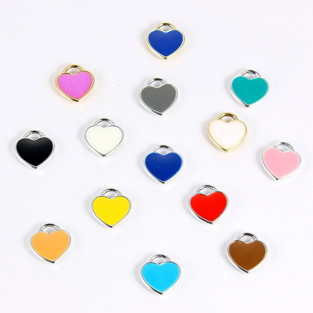 10pcs Black White Pink Red Enamel Charms Heart Charms Pendant for DIY Necklaces Bracelets Jewelry Making Heart Charm Bulk Sale