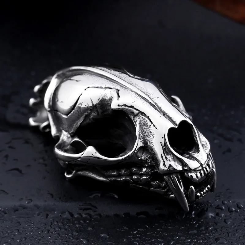 BEIER New 3D Machairodus Smilodon Dinosaur Head Pendants Stainless Steel Cool Fashion Unique Pedant High Quality BP8-096