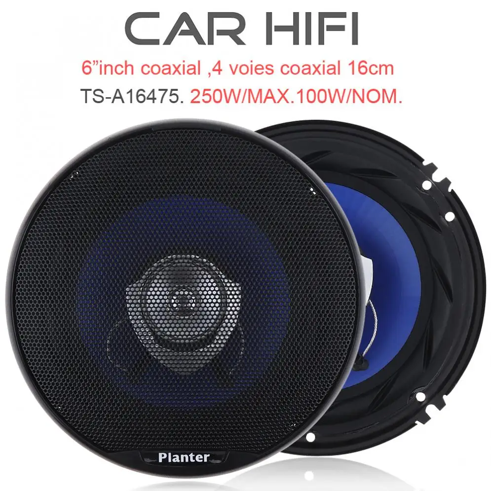 

TS-A1647S 2pcs 6.5 Inch 250W 500W Car HiFi Coaxial Speaker Vehicle Auto Audio Music Stereo Full Range Frequency Speakers for Car