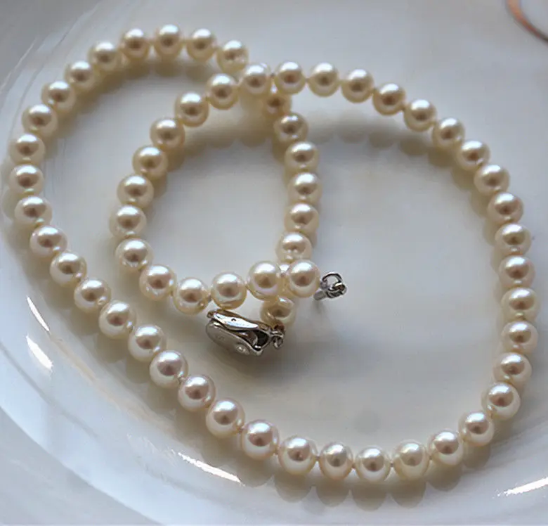 classic round 9-10mm south sea round white pearl necklace 18inch925s