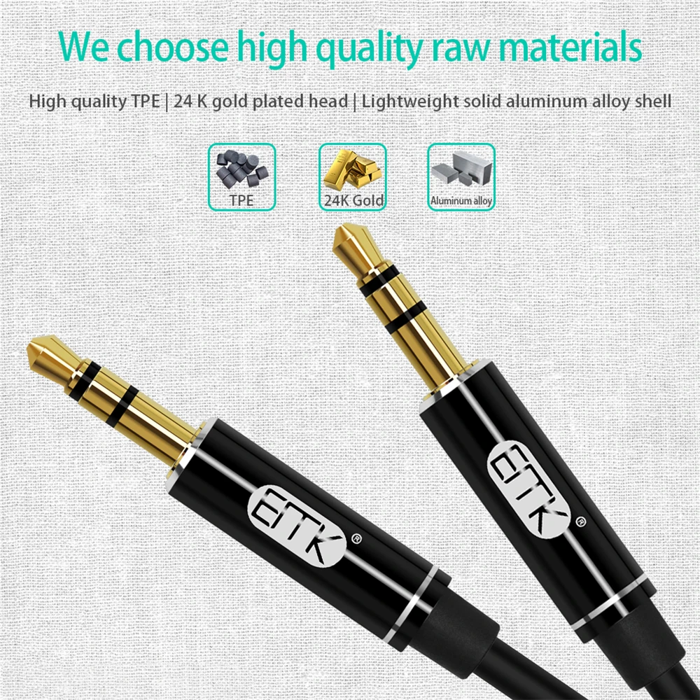 Cavo Jack AUX EMK cavo Audio da 3.5mm cavo altoparlante Jack da 3.5mm per cuffie auto per Xiaomi redmi 5 plus cavo AUX Oneplus 5t