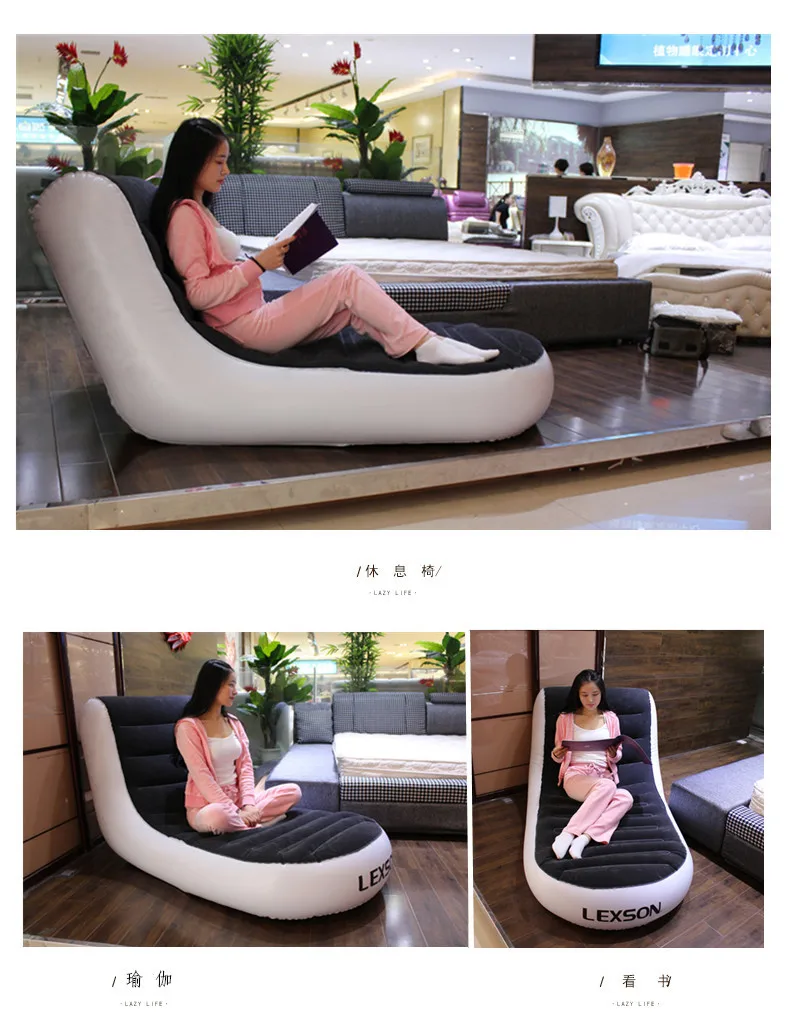 flocking inflatable sofa adult air sofa bed indoors lazy inflatable loungers outdoor furniture