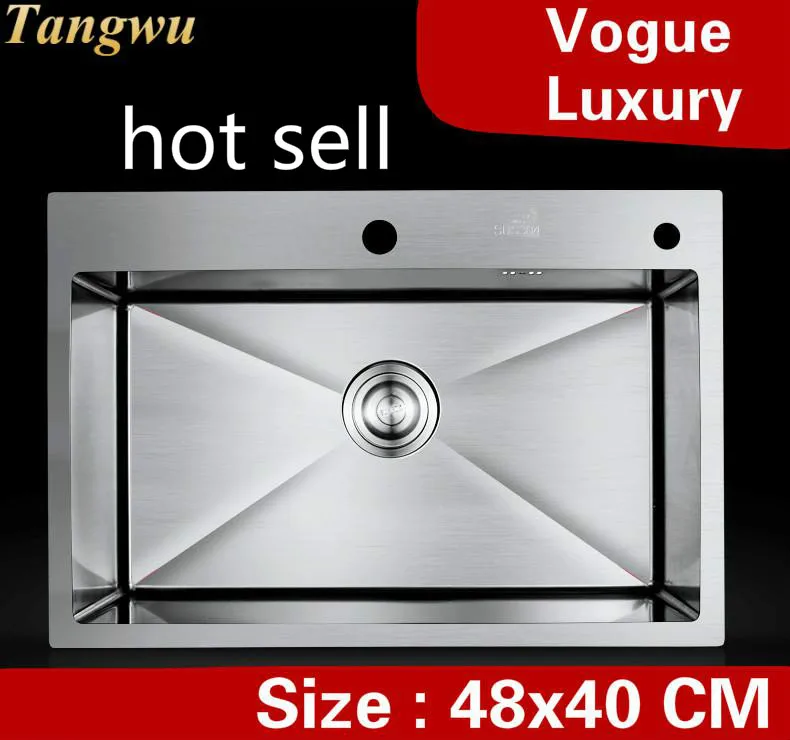 

Free shipping Home luxury mini kitchen manual sink single trough high capacity wash vegetables 304 stainless steel 48x40 CM