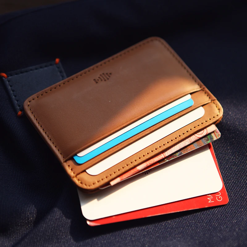 LANSPACE leather men's card holder brand wallet card holder handmade card id holders