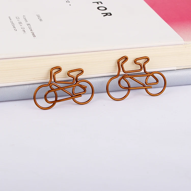 Coffee Color Bicycle Clip Lovely bike Shaped Paper Clip Paper Bookmark Accesorios Oficina Metal Paper Clips Office Accessories