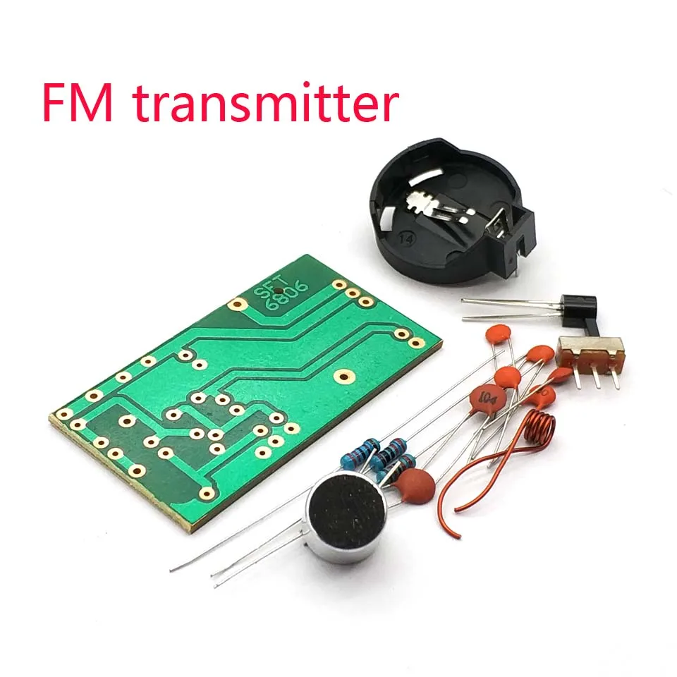 Micrófono inalámbrico FM Simple, piezas de placa de transmisor FM, kit de bricolaje de radio de entrenamiento electrónico, transmisor de micrófono FM