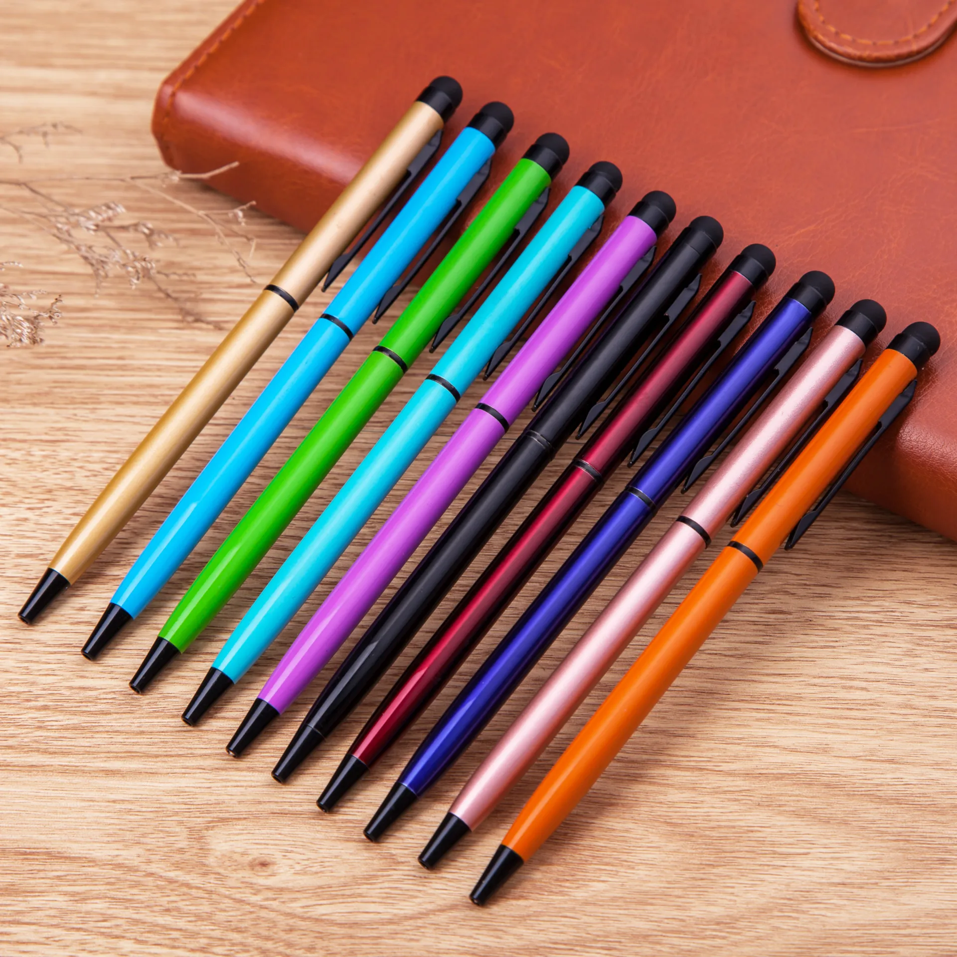 100pcs/set 2 in 1 touch pen multi-functional pen Metal touch screen pen stylus