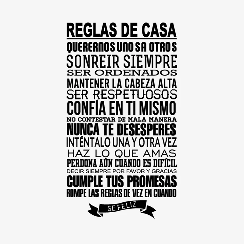 Spanish house rules wall stickers home decor , Vinyl Decal Spanish Version Family Quotes Home Decoration