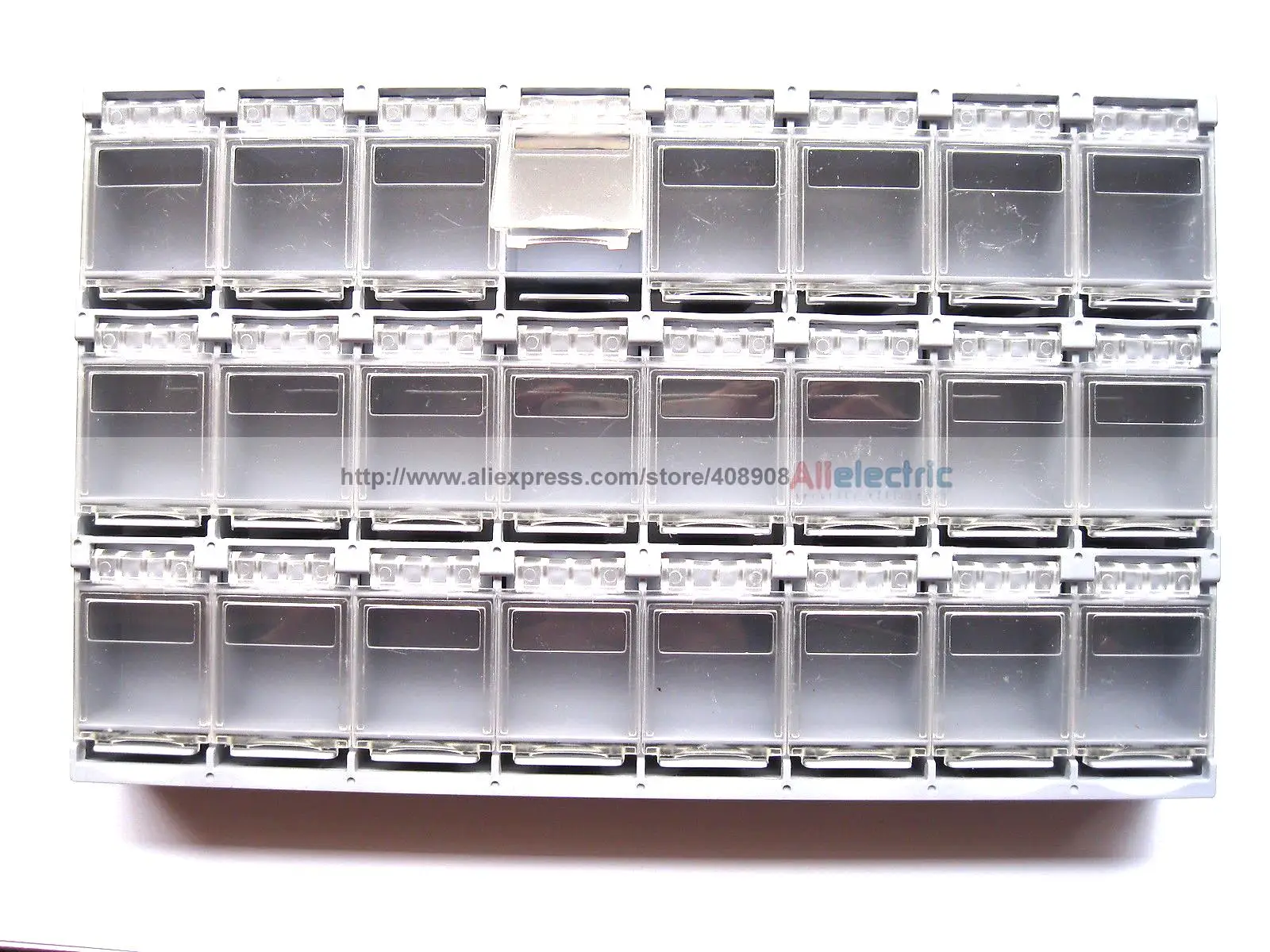 2 Pcs SMT Electronic Component Mini Storage Box 24 Blocks Grey T157