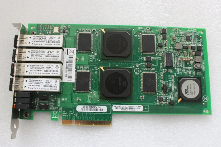 QLOGIC QLE2464-NAP,  4GB PCI-e Four channel HBA, Optical card