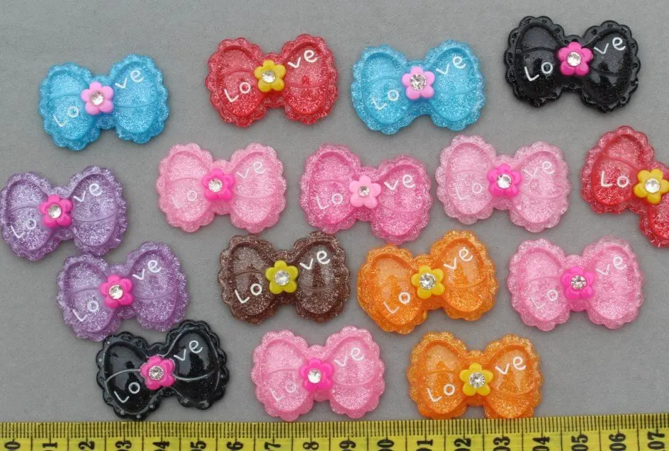 100pcs lovely Bow Rhinestone Cabochon 35mm Cell phone decor, hair accessory supply, embellishment, DIY project supply