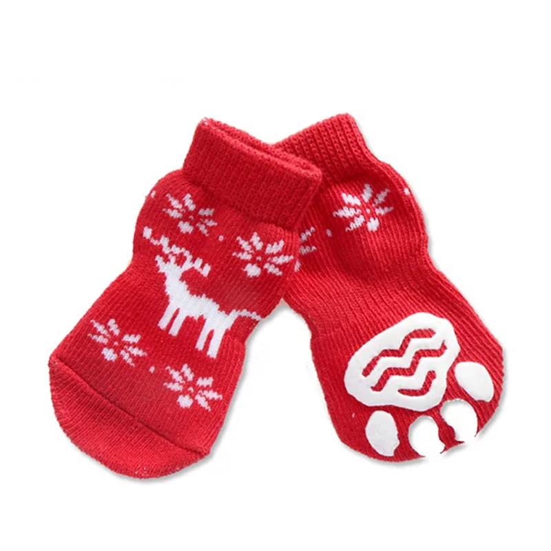 Dog Shose Autumn Winter Outdoor Waterproof Christmas Elk Patten Dog Socks Anti Slip Dog Boots for Dogs in New Year