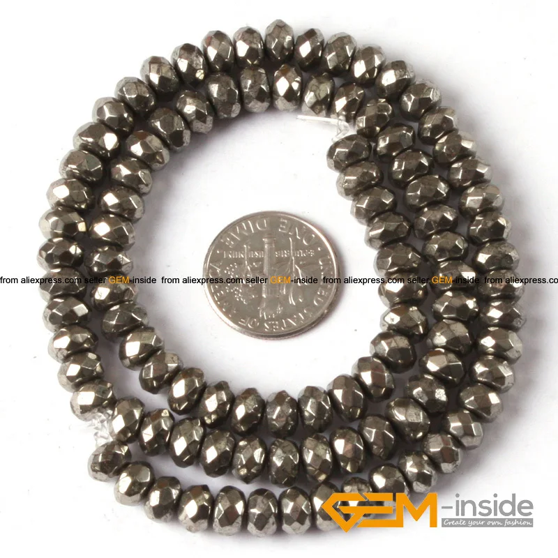 Rondelle Spacer Irony Gray Pyrite Beads Natural Stone Beads DIY Acceories Beads For Jewelry Making Strand 15 Inches