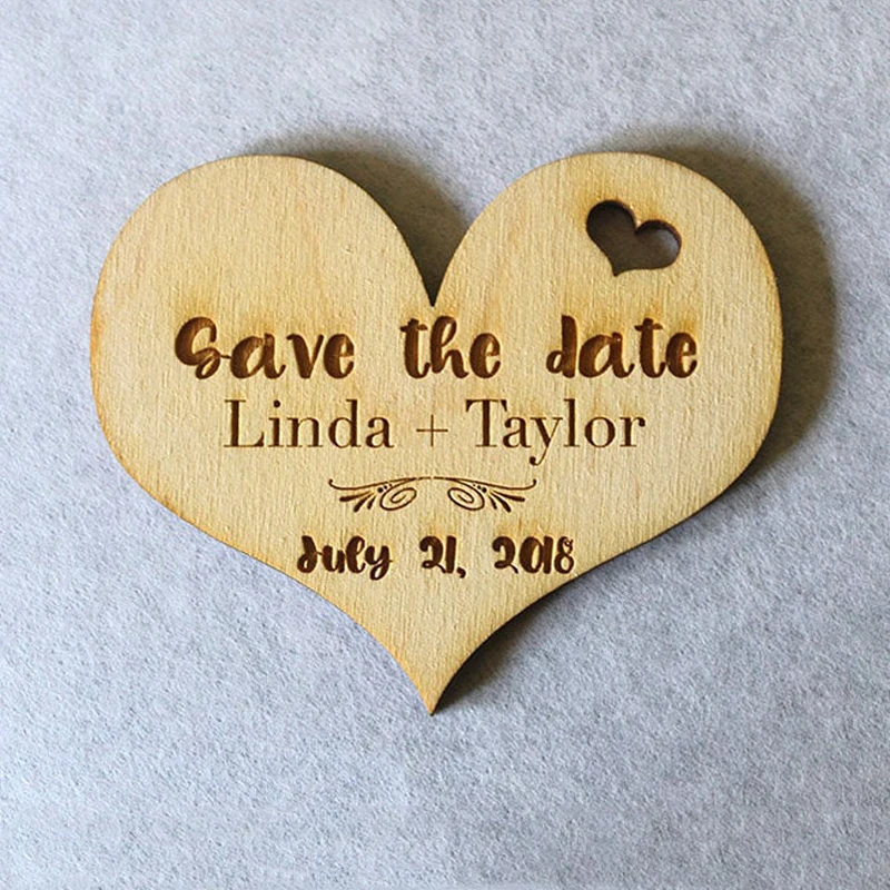 Personalized Wedding magnet,Save the date, Custom Wood Engraved Magnet,Wedding Favors,Wooden Fridge Magnet,Gift for Guest