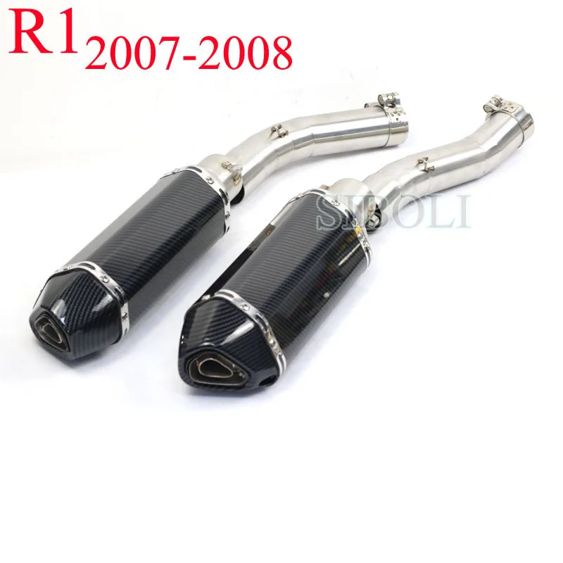 R1 Motorcycle Full Systems Exhaust Muffler Link Pipe For Yamaha YZF-R1 2004 2005 2006 2007 2008 2009 2010 2011 2012 2013 2014