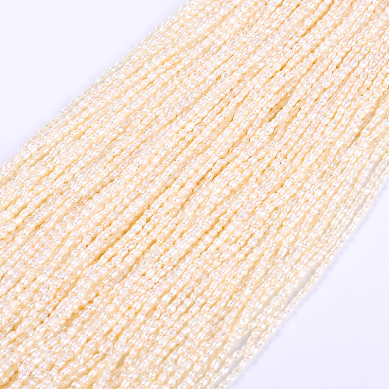 1pack/lot 2.5mm A quality white rice oval shape Natural freshwater Pearl Loose Beads DIY for Jewelry bracelet necklace