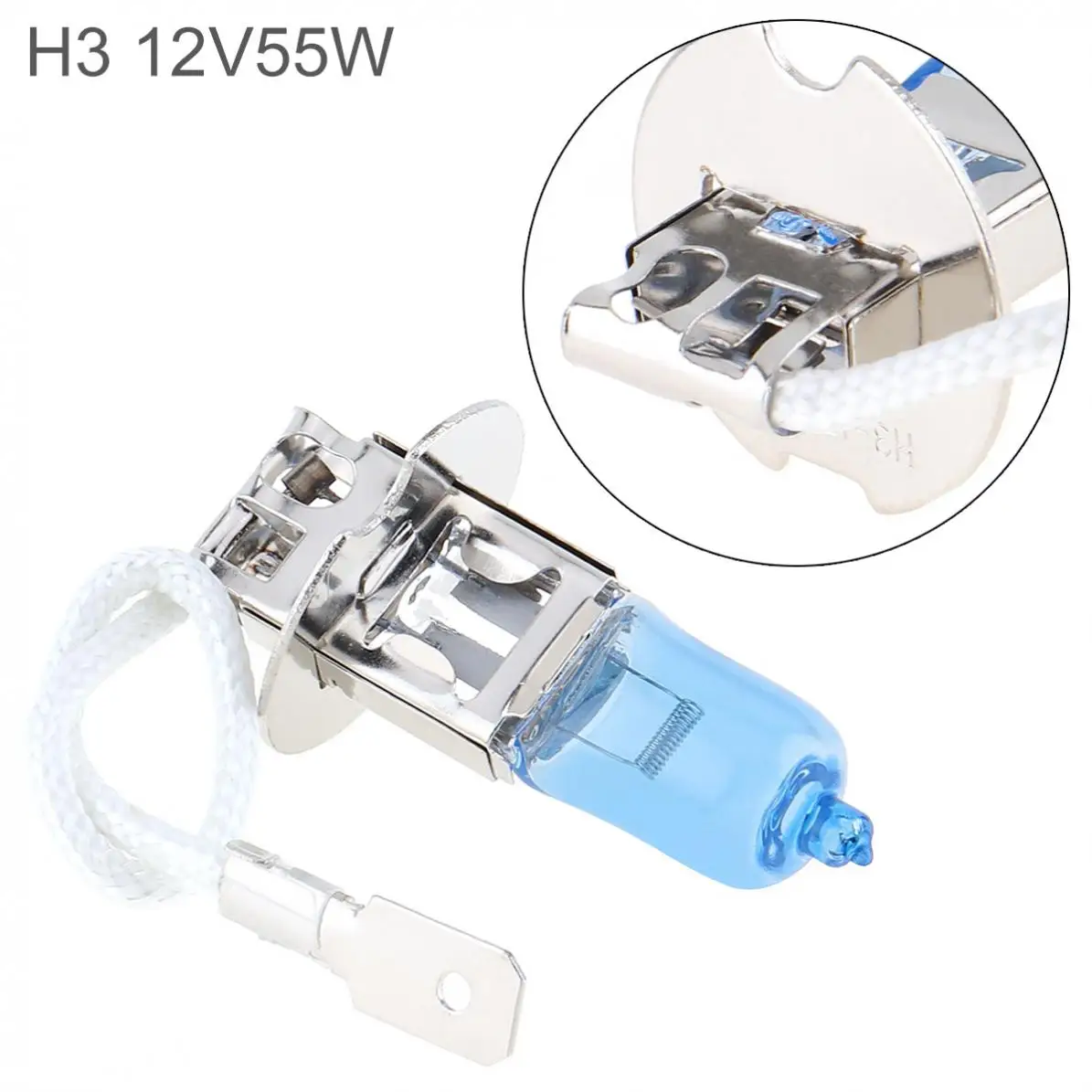 12V H3 5000K 55W White Light Super Bright Car Xenon Halogen Lamp Auto Front Headlight Fog Bulb