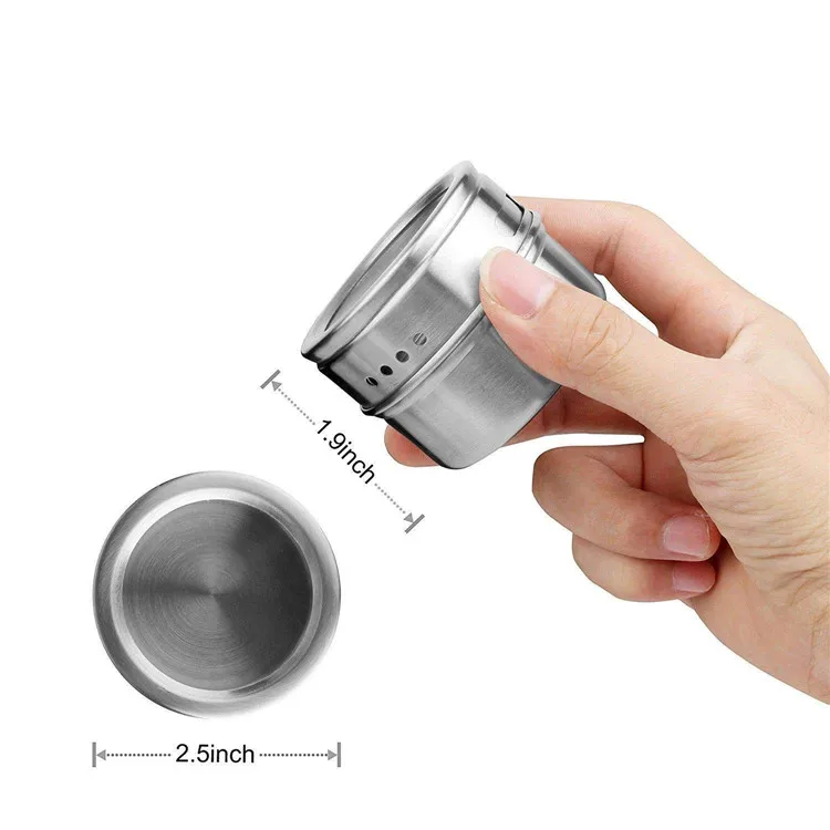 LMETJMA Magnetic Spice Jars Set With Spice Labels and Chalkboard Pen Stainless Steel Seasoning Pepper Spice Storage Jars Tins