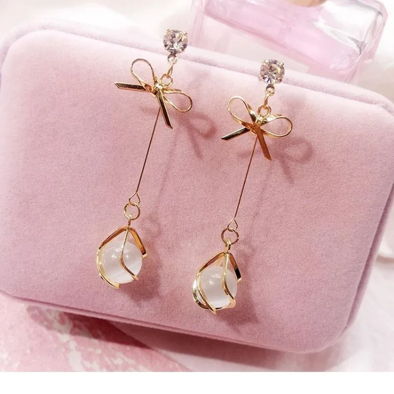 New Fashion Long Gold Rhinestone Statement Clip on Earrings Non Pierced For Women Jewelry