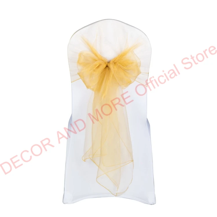 50PCS Wholesale Organza Chair Sash Wedding Chair Cap For Chiavari Chair Banquet Hotel Decor Chair Hood Gold Pink Red Blue Purple