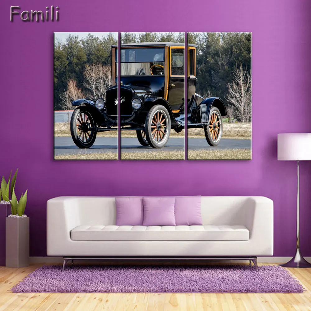 

Canvas HD Printed Painting Wall Art Frame Pictures 3 Panel Vintage Classical Retro Car Supercar Poster Home Decor PENGDA