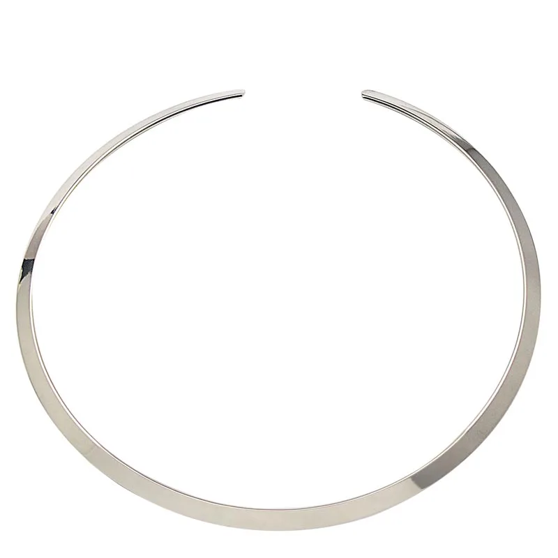 Neck Collar Necklace Jewelry Stainless Steel Open Round Torques Necklaces Silver Color Women Apparel Accessories Bohemian Short